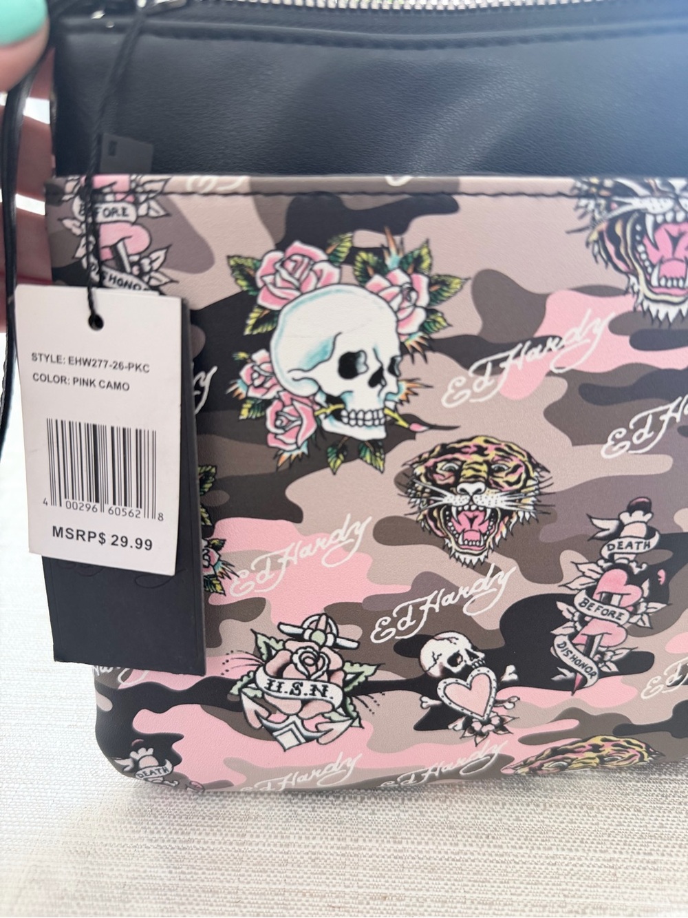 Ed Hardy Pink Camo Skull & Tiger Wristlet - Picture 7 of 7